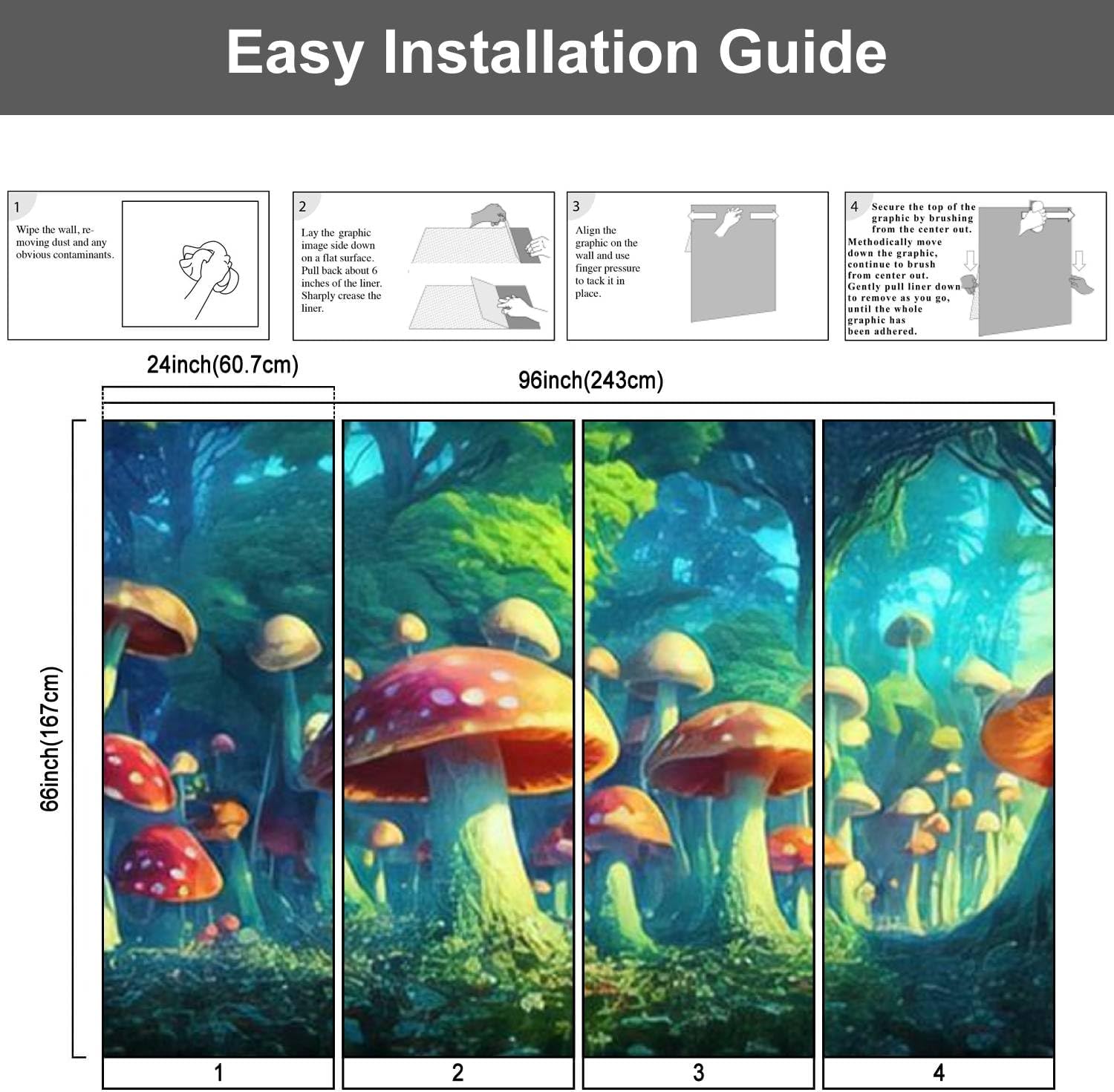 71Z34lb9ZHL._AC_SL1500_.jpg 3D Modern Canvas Wallpaper Mural Glowing Giant Mushroom Forest Psychedelic Fantasy surrealism Peel and Stick Removable Self Adhesive Wall Stickers for Living Room Kids Bedroom Home Decor - Image 5