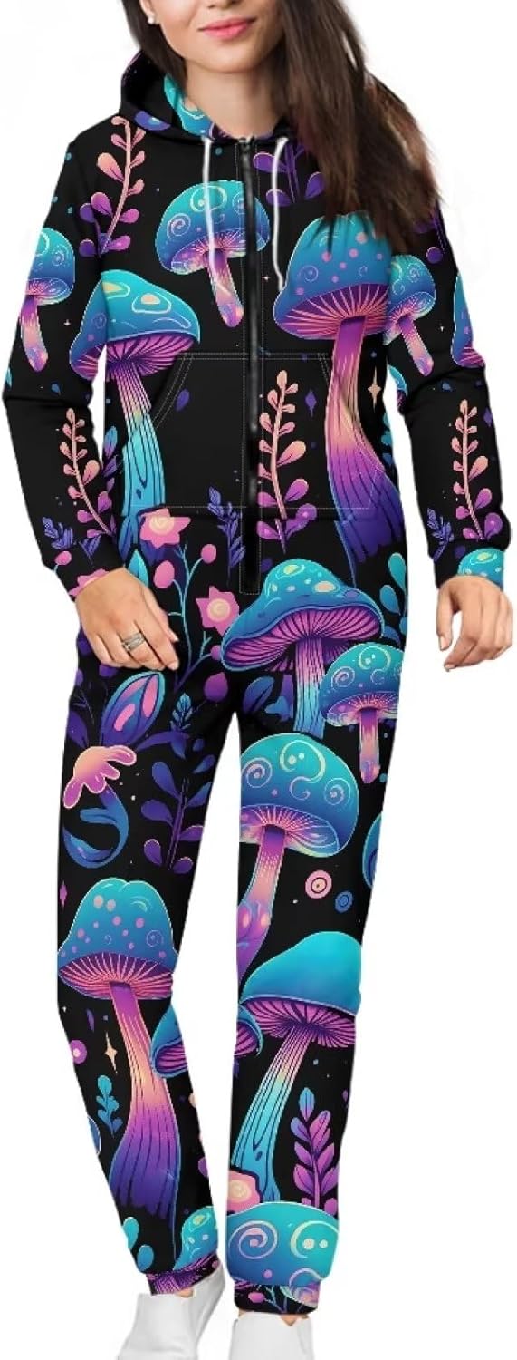 71aAQH7ZXhL._AC_SL1500_.jpg JEOCODY Adult Unisex Onesie Pajamas Long Sleeves Sleepwear with Pockets - Image 3