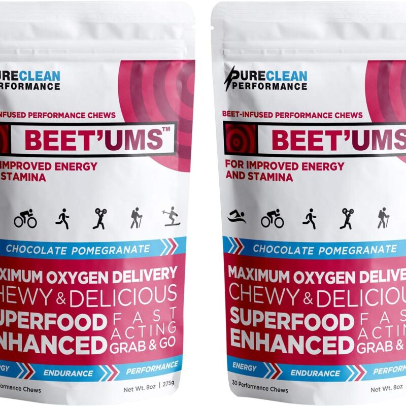 BEET'UMS Beet Chews - Premium Organic Beet Juice Powder Supplement - Nitric Oxide Energy & Blood Flow Circulation Support - Real Chocolate Pomegranate Health Chews with 7 Superfoods (2)