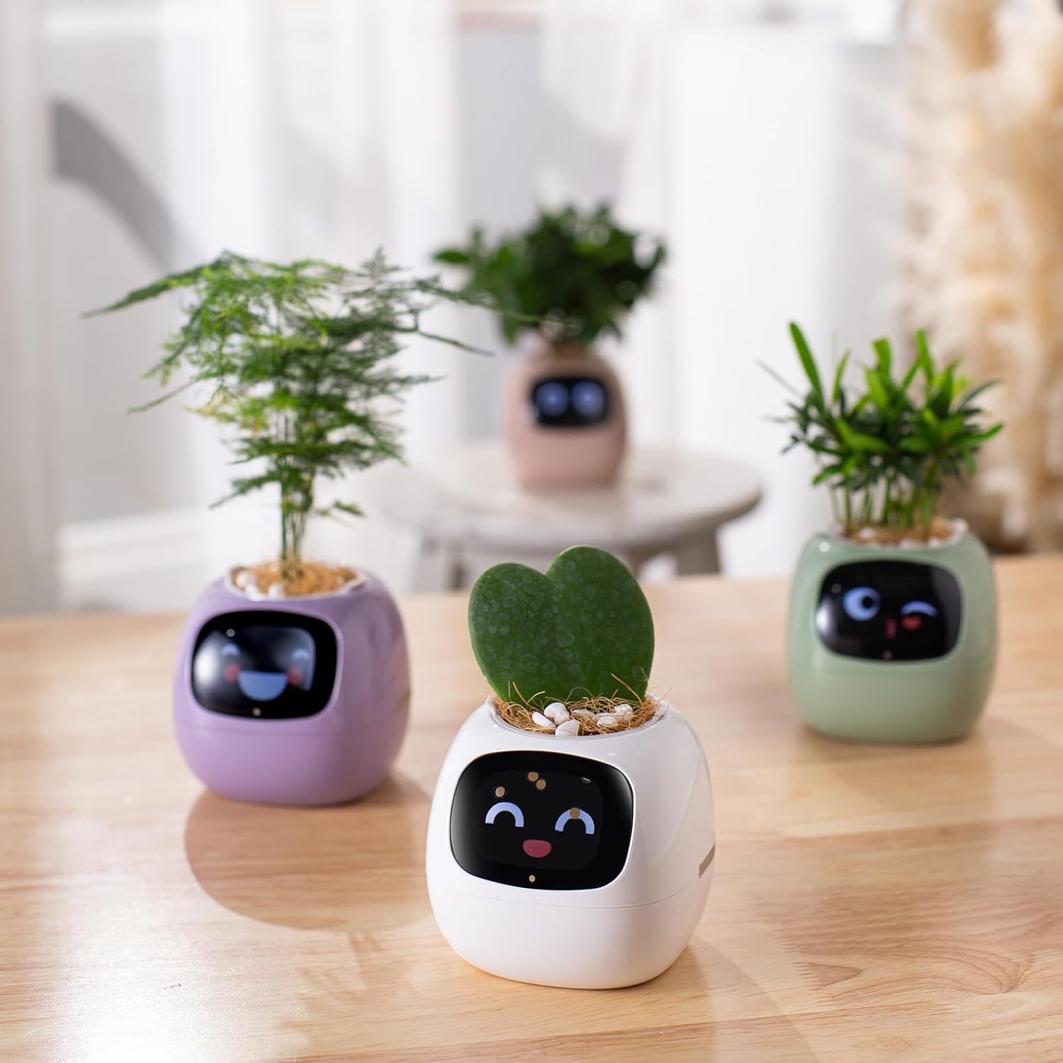 71bLEjEjg1L._AC_SL1500_.jpg Smart pet Planter Robot Guidance on Plant Care with Emojis, Adorable Plant Companion with Rich Gesture Interaction, Neat Desk Setup Gift (White) - Image 8