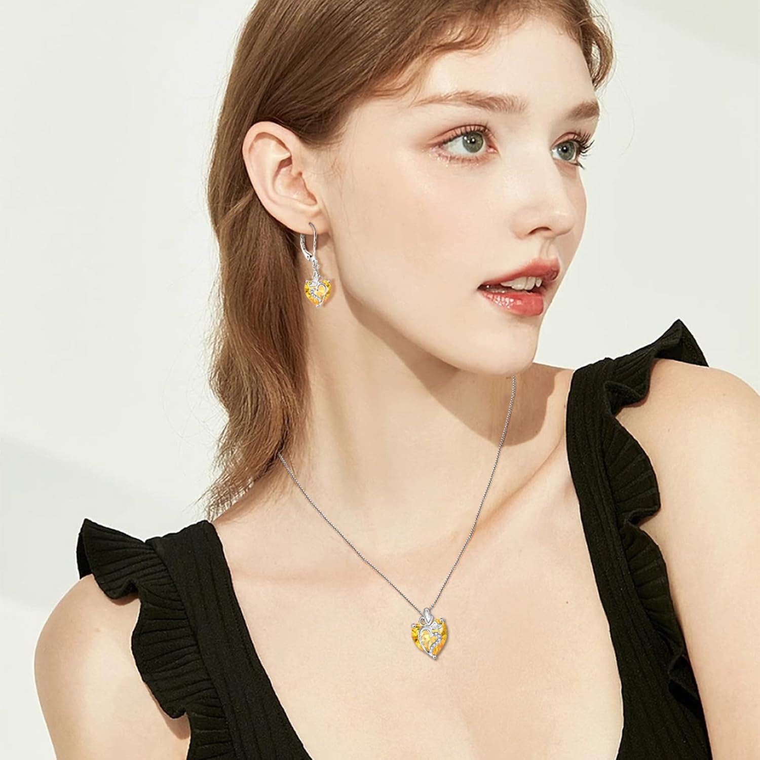 71bVQItn25L._AC_SL1500_.jpg Butterfly Dangle Drop Earrings for Women 925 Sterling Silver Birthstone Earrings Love Heart Leverback Jewelry Gifts for Women Wife Girlfriend Mother Daughter Her - Image 2