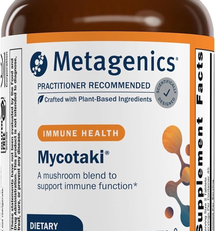 Metagenics Mycotaki - Immune Support for System Under Occasional Stress* - with Reishi, Shiitake, Fu-Ling, Turkey Tail, Oyster, Cordyceps & Maitake - Non-GMO & Gluten Free - 90 Tablets