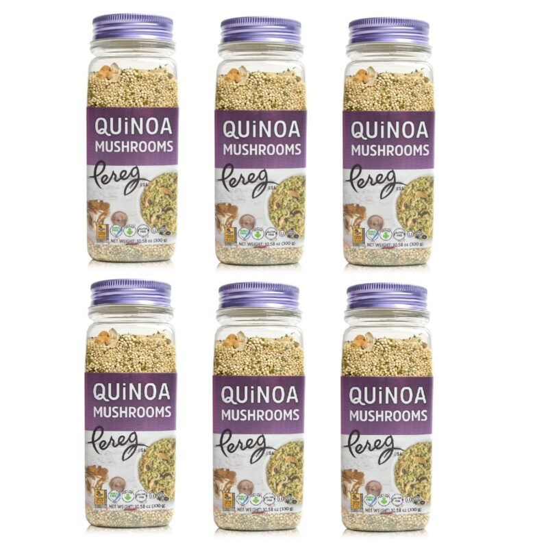 Pereg Quinoa with Mushrooms & Garlic - (10.58 Oz x 6 Pack) - High In Proteins, Iron & Fibres - Ancient Superfood Grain - Non-GMO, Vegan & Vegetarian