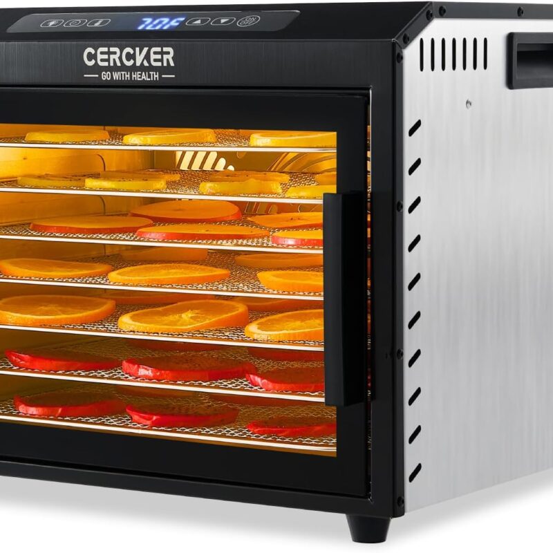Food-Dehydrator Machine 7 Stainless Steel Trays, 6ft² Small Food Dryer, 190ºF,24H Fruits Dehydrator, 800W Meat Dryer for Jerky,Mushroom,Herbs,Veggies,Dog Treats