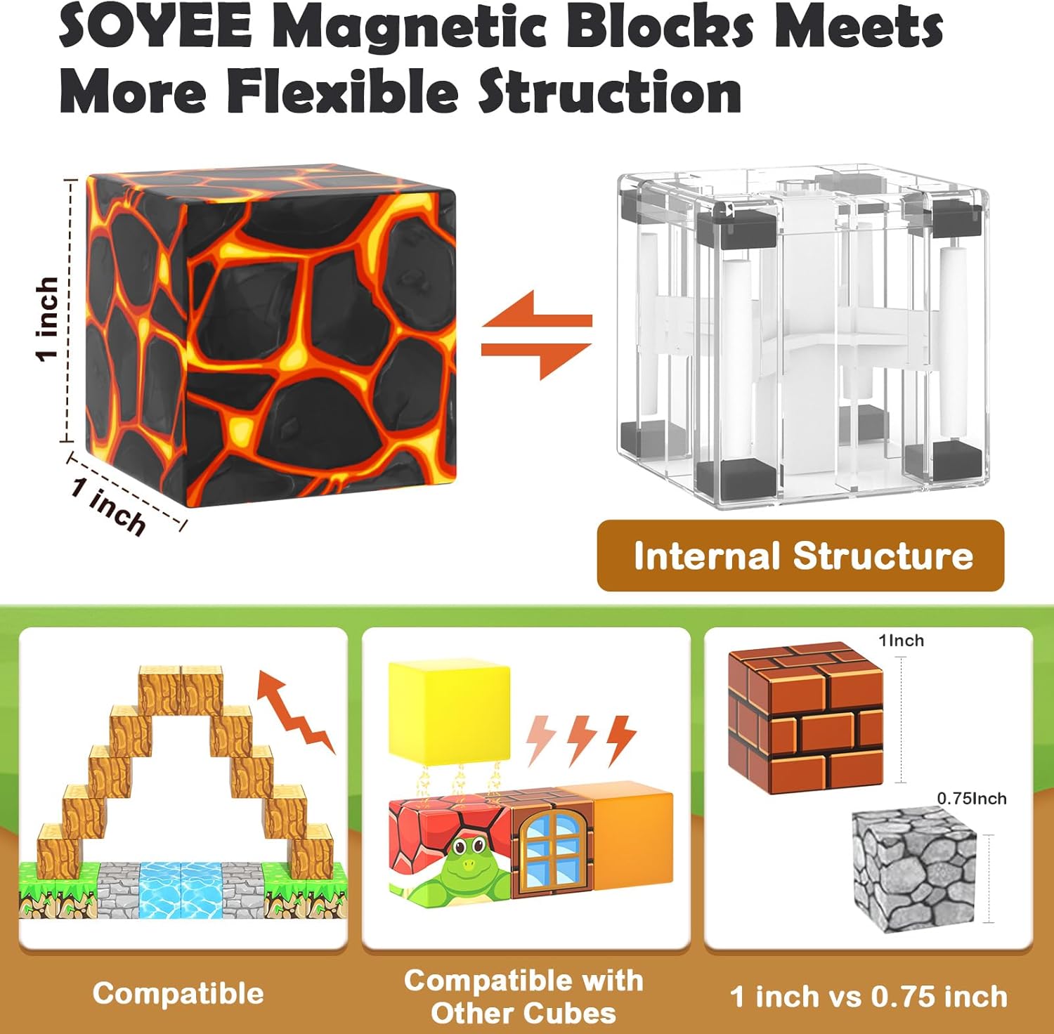 71epfVcOZSL._AC_SL1500_.jpg 100pcs Magnetic Blocks - Build Mine Magnet World Game Adventure Set STEM Building Toys for Kids 3+ Years Old 1” Magnetic Cubes for Boys Toddler Boy Gifts Toys for Ages 3-5 5-7 8-12 - Image 5