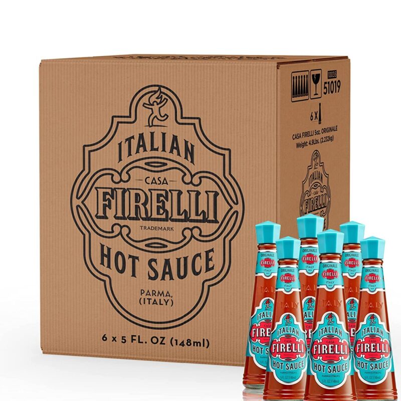 FIRELLI Italian Hot Sauce | 5oz Bottle (Pack of 6) | Perfect Kick for Pizza, Ramen, Eggs | Great Balanced Flavor, Gluten Free, Keto, All Natural, Made in Italy With Calabrian Chili Peppers