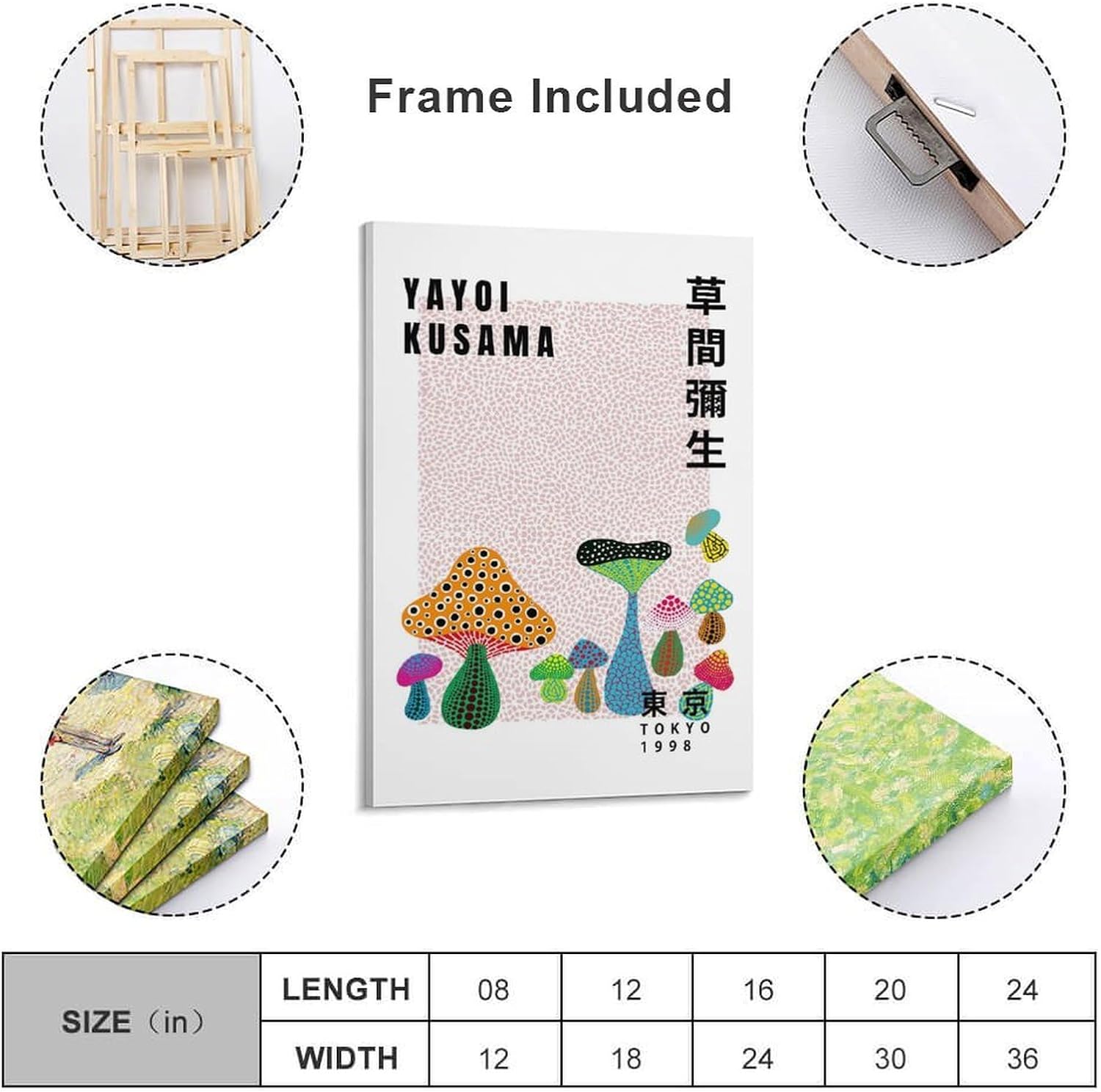 71hjrcabOOL._AC_SL1500_.jpg silanod Artist Yayoi Kusama Mushroom Design Wall Art Posters For Room Aesthetic Poster For Bedroom Bathroom Living Room Office Kitchen Decor Frame-Poster20x30inch(50x75cm) - Image 2
