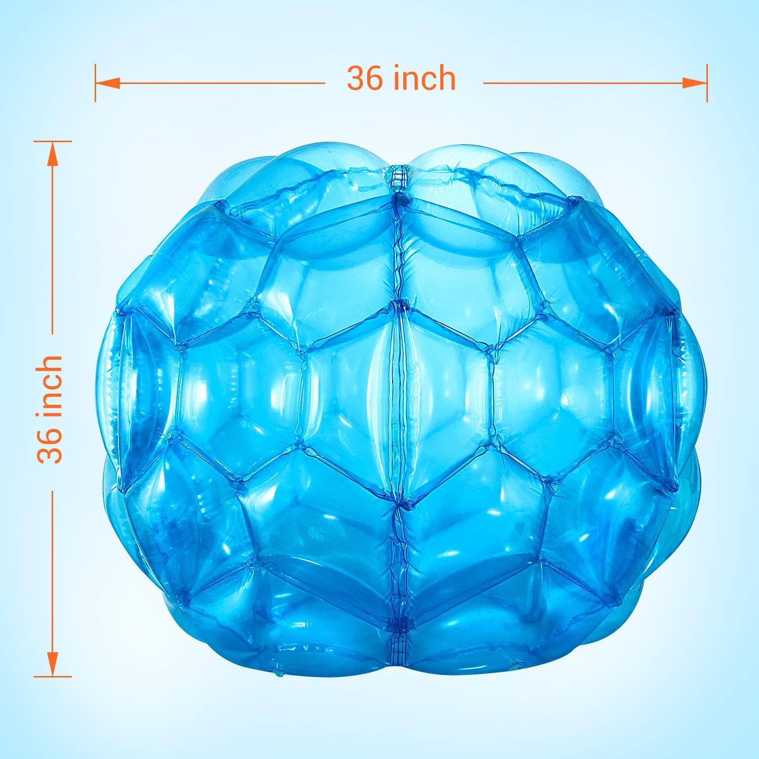 71hxz6UOW9L._AC_SL1500_.jpg 2 Pack Bumper Balls: 36inch Inflatable Sumo Ball - Durable PVC Vinyl Material Body Bubble Soccer - Giant Human Hamster Knocker Body Zorb Ball for Kids and Adults Physical Outdoor Toys, Blue - Image 4