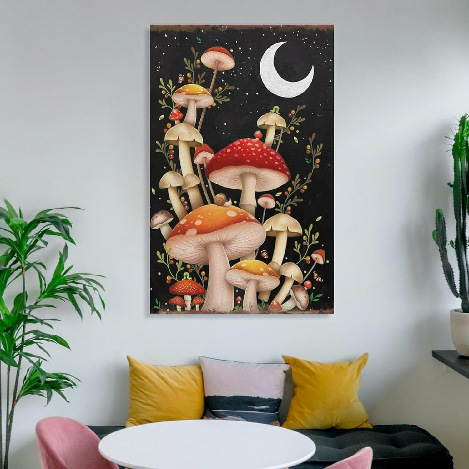 71iUx9fmHTL._AC_SL1500_.jpg XLWQDSFSpruce Up Home with Retro Mushroom Poster. Ideal for Bedroom, Kitchen, Cute Mushroom Wall Art Poster,for Any Room.Canvas Paintings Are Adaptable to Various Occasions. 24x36inch(60x90cm) Frame- - Image 6
