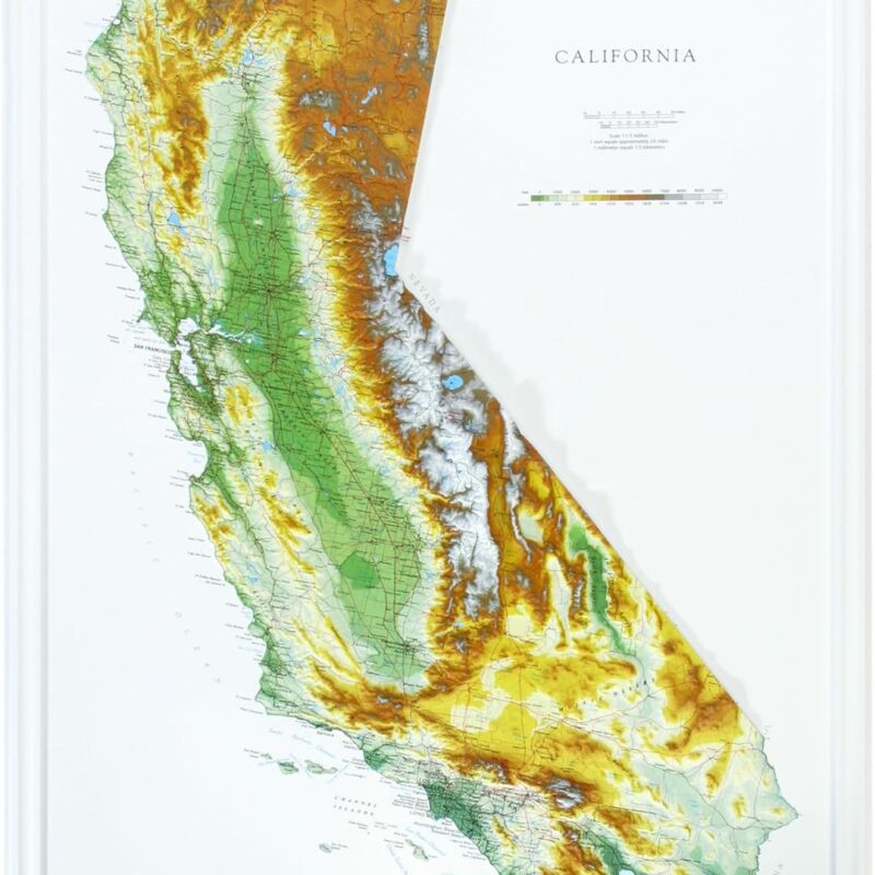 Hubbard Scientific 3D California Map | A True Raised Relief Map - You Can Feel the Terrain | Vacuum-formed Molded | 25" x 35" | Detailed Topography
