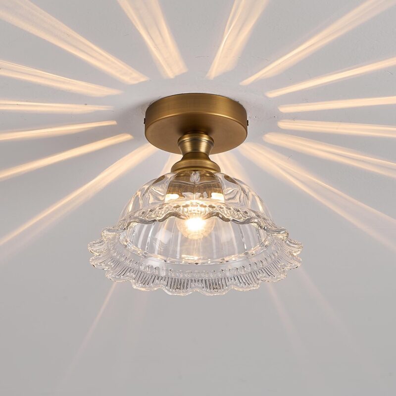 9.8" Semi Flush Mount Vintage Light Fixtures Brass Vintage Ceiling Light Fixture