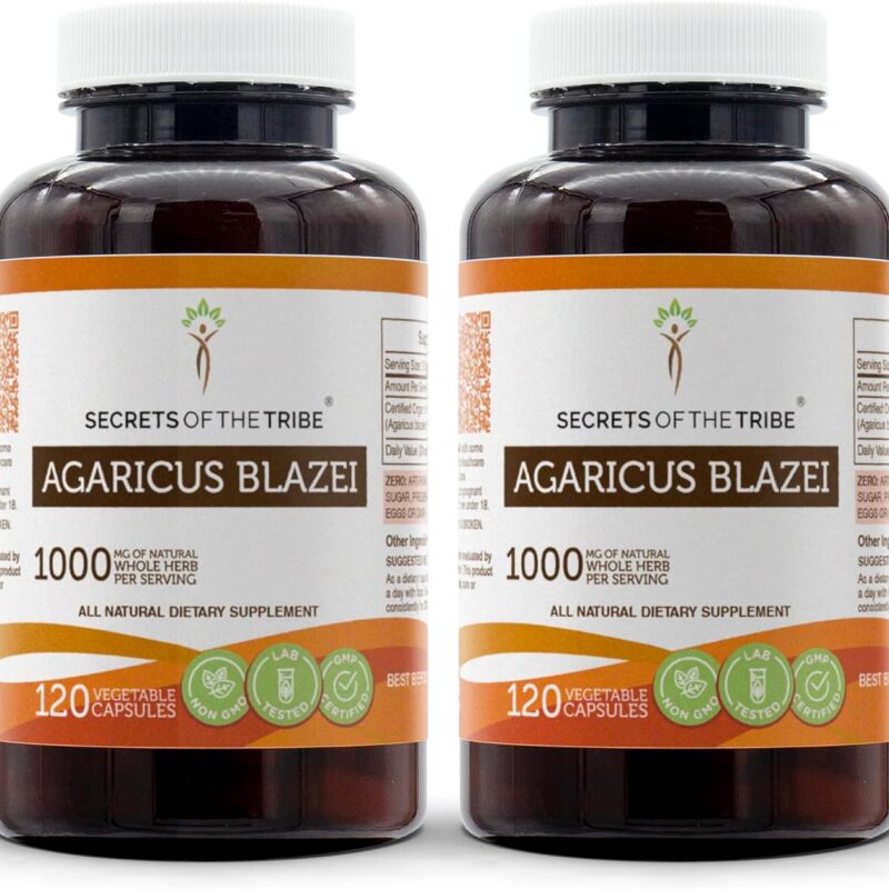 Secrets of the Tribe Agaricus Blazei 120 Capsules(2 pcs.), 1000 mg, Agaricus (Agaricus blazei murill) Dried Mushroom (2x120 Capsules)