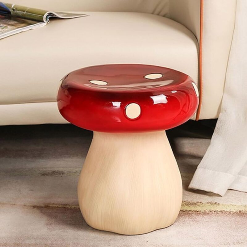 ACICS Mushroom Stool Living Room Round Seat Stool Shoe Changing Small Stool Comfort Footstool with Fiberglass Seat for Living Room Bedroom Nursery Garden Outdoor Patio Stool Decoration, ssdcc-1