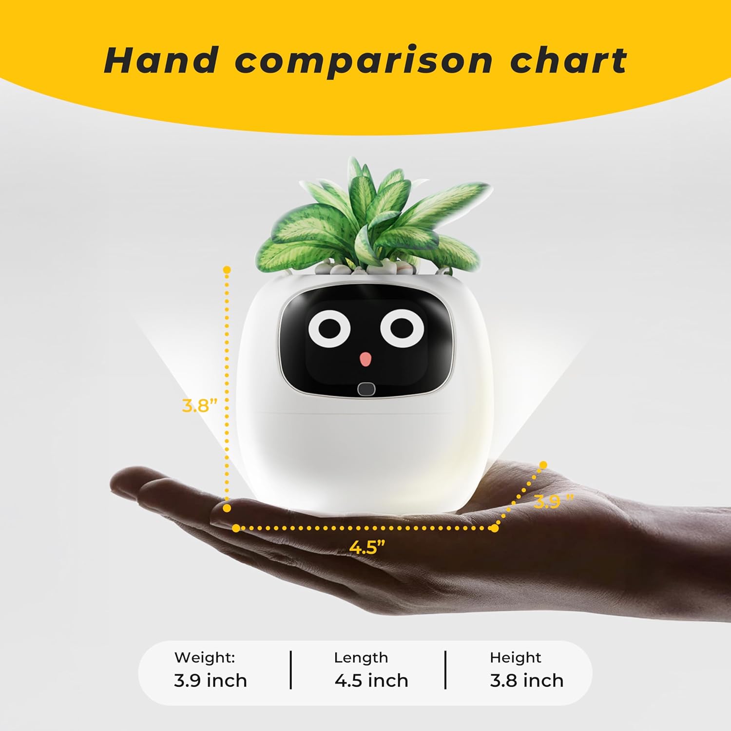 71oqKNF0IYL._AC_SL1500_.jpg Smart pet Planter Robot Guidance on Plant Care with Emojis, Adorable Plant Companion with Rich Gesture Interaction, Neat Desk Setup Gift (White) - Image 4