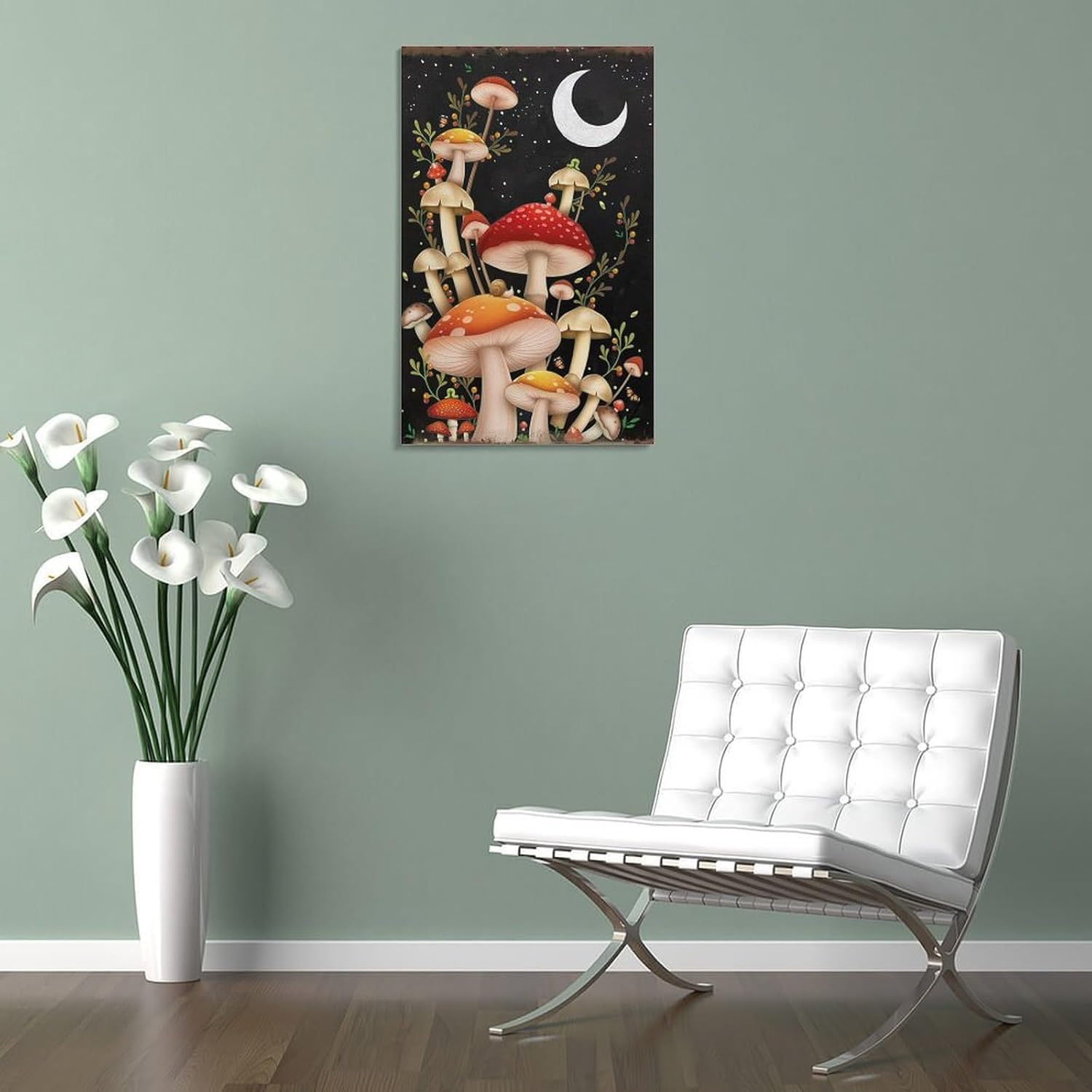 71pCPDg1q5L._AC_SL1500_.jpg XLWQDSFSpruce Up Home with Retro Mushroom Poster. Ideal for Bedroom, Kitchen, Cute Mushroom Wall Art Poster,for Any Room.Canvas Paintings Are Adaptable to Various Occasions. 24x36inch(60x90cm) Frame- - Image 5
