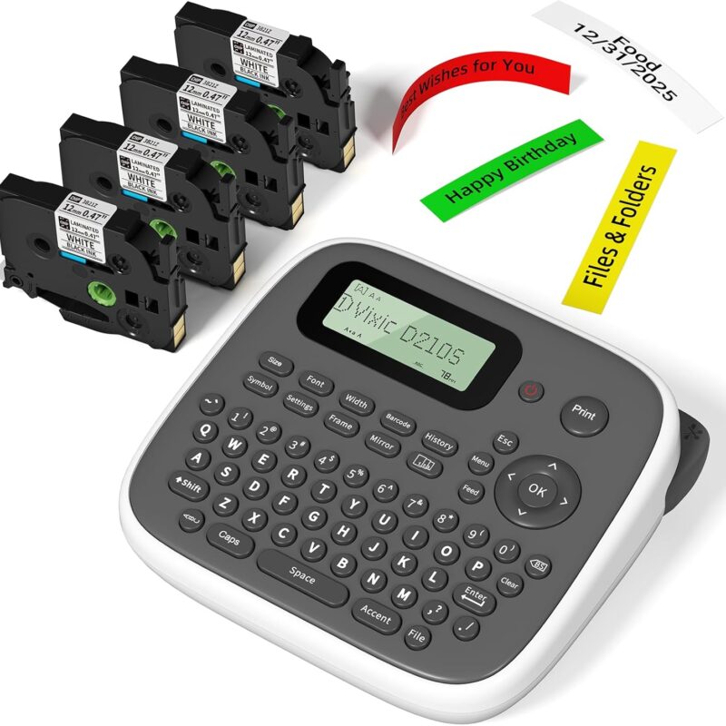 Label Makers, D210S Label Maker Machine with Tapes, Label Maker Waterproof-Labels, Portable Label Machine with Keyboard Powered by Type-C, Handheld Labeler Machine for School Office Organization