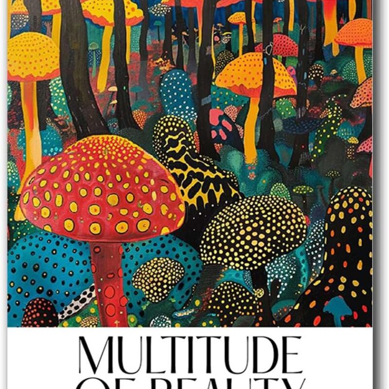 Chen Lin Poster Wall Art Picture Printing Psychedelic Mushroom Art Poster Multitude Of Beauty Vibrant Forest Wall Decor Bedroom Kitchen Office Home Wall Decor 16x24inch