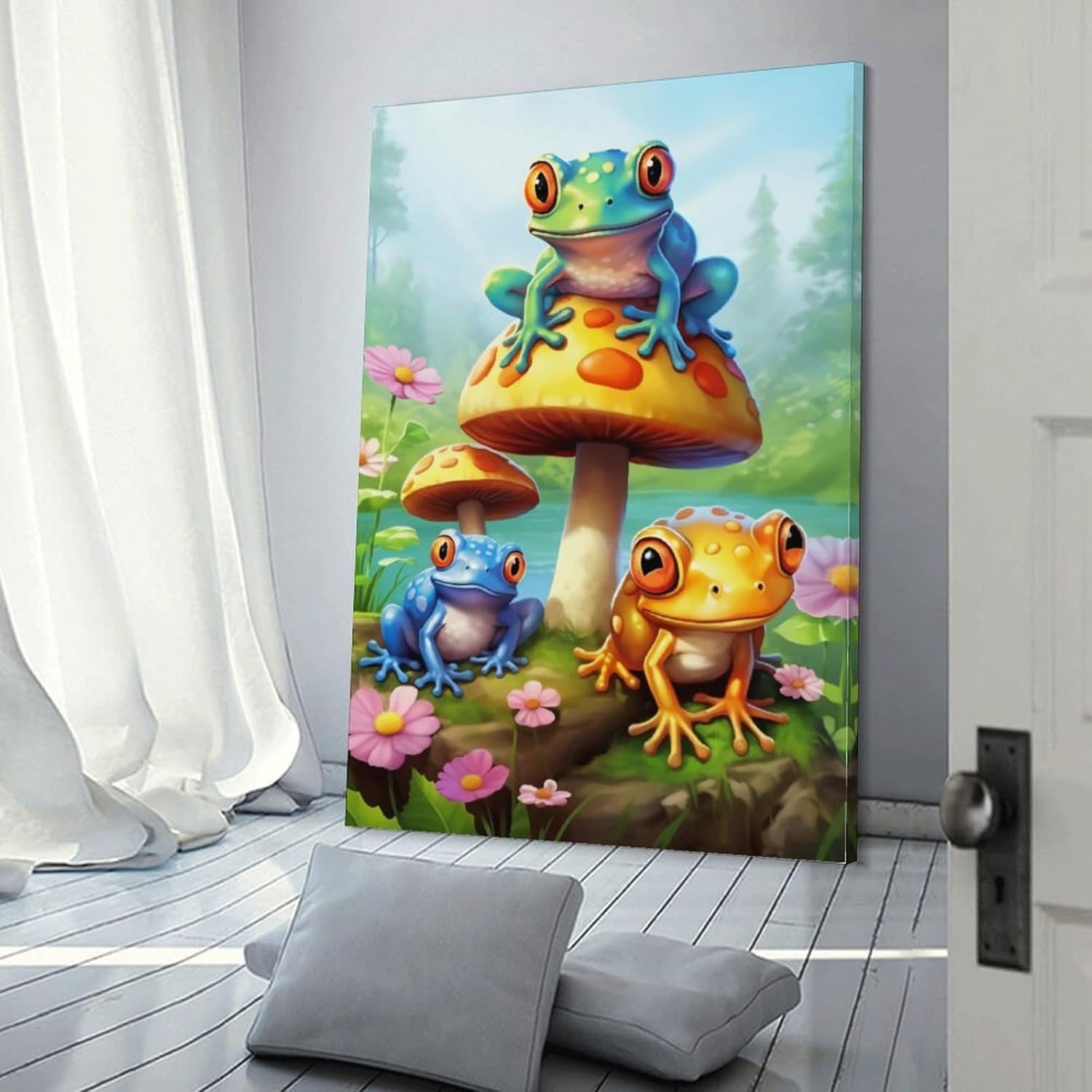 71pzFzTBu2L._AC_SL1500_.jpg Animals Frogs Mushrooms Colorful Cartoon Poster Canvas Wall Art Aesthetic Posters & Prints Wall Decor for Bedroom Living Room Paintings Pictures Wall Decor Framed Unframed 16x24inch(40x60cm) - Image 3