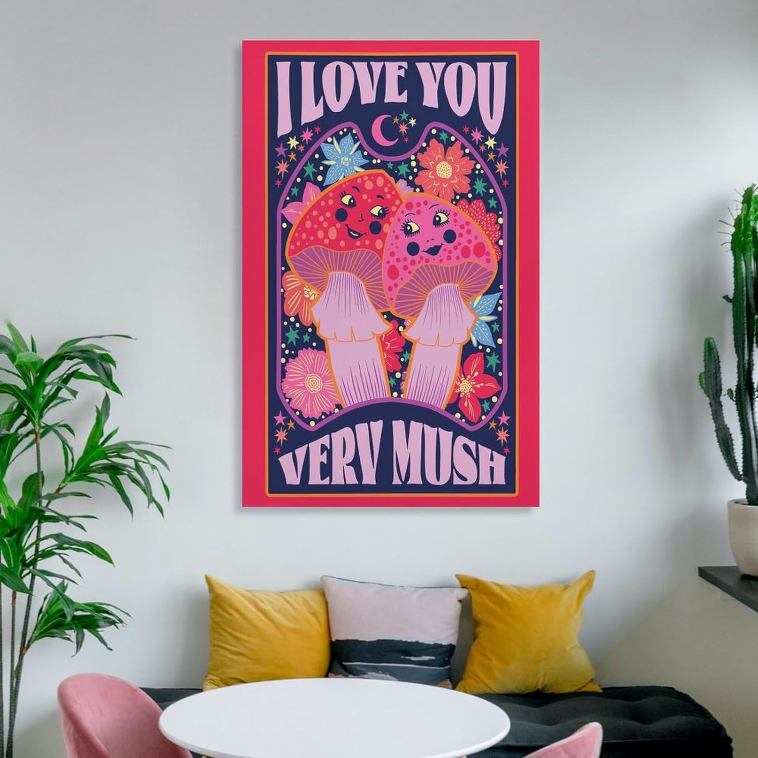 71v2t7ROjyL._AC_SL1500_.jpg Iisrar I Love You Very Mush Print - Mushroom Valentines - Anniversary - Friendship Canvas Wall Art Print Poster For Home School Office Decor Frame 16x24inch(40x60cm) - Image 6