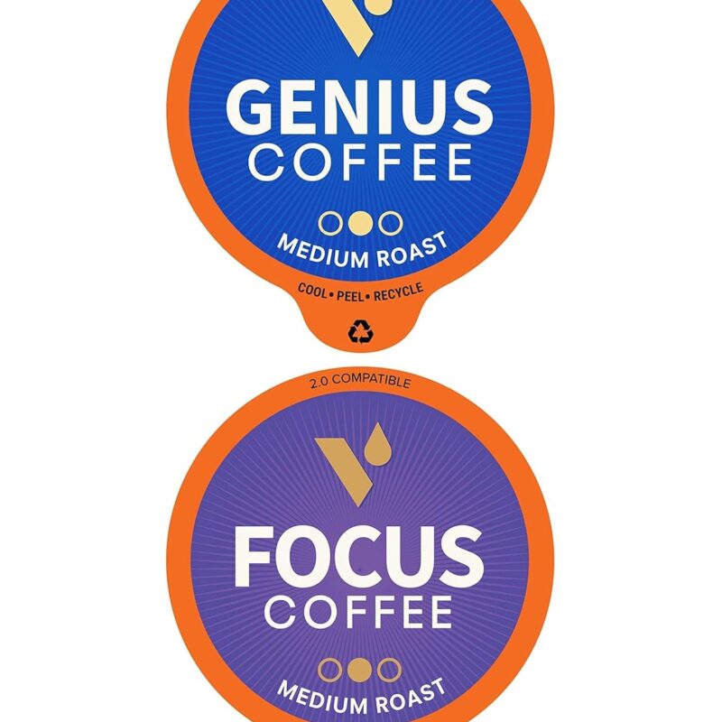 Vitacup Genius & Mushroom Coffee 128 Pod Bundle | Superfood & Vitamins B1, B5, B6, B9, B12 Infused | Variety Pack of (2) 64 Count Single Serve Pods Compatible with K-Cup Brewers