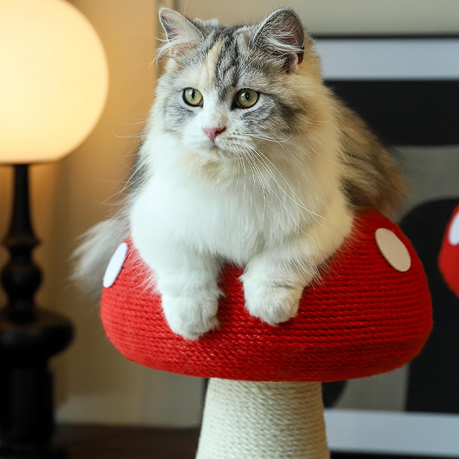 71yCqiVmm4L._AC_SL1500_.jpg Mushroom Shaped Cat Scratch Post, Grinding Claws Sisal Interactive Cat Scratch Pad Mat, Scratching Post, Cat Scratching Board for Pets Cats Medium and Small - Image 7
