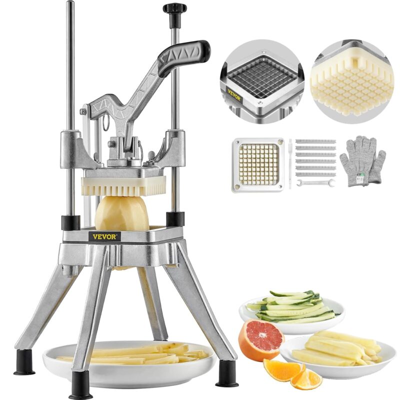 VEVOR Commercial Vegetable Fruit Chopper 3/8" Blade Heavy Duty Professional Food Dicer Kattex French Fry Cutter Onion Slicer Stainless Steel for Tomato Peppers Potato Mushroom
