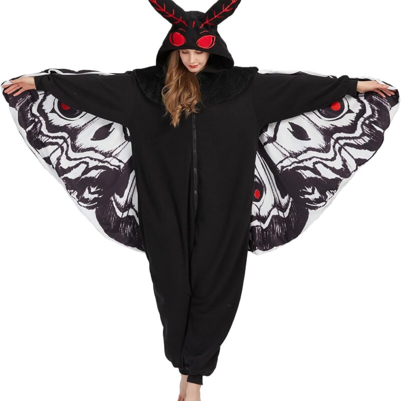 Mothman Onesie Pajamas Mothman Costume Adult Halloween Onesie Christmas Cosplay Unisex Party Costume
