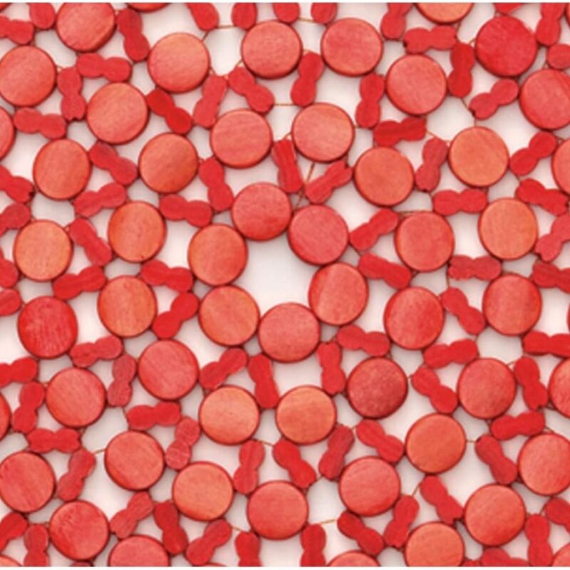 Kim Seybert Set of 4 Round Bamboo Placemats in Coral