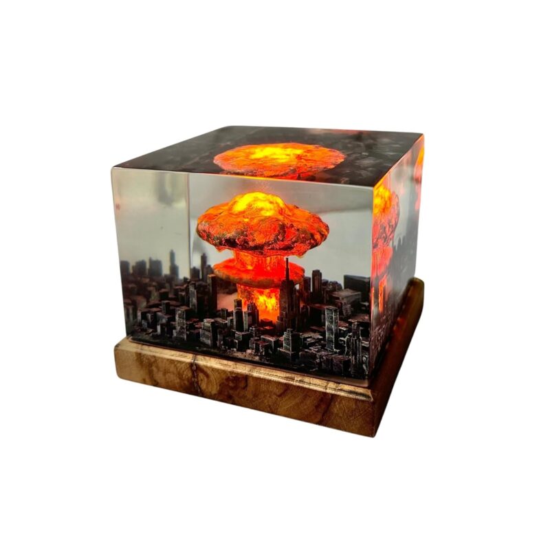 Atomic Bomb Lamp, Explosion Resin Diorama, Modern Table Lamp War Protest Symbols, Nuke Bomb Fallout 4, Epoxy resin Lamp, Storm Cloud Lamp, Gift for him, Nuclear Explosion Bomb Diorama (9x9x9 cm)