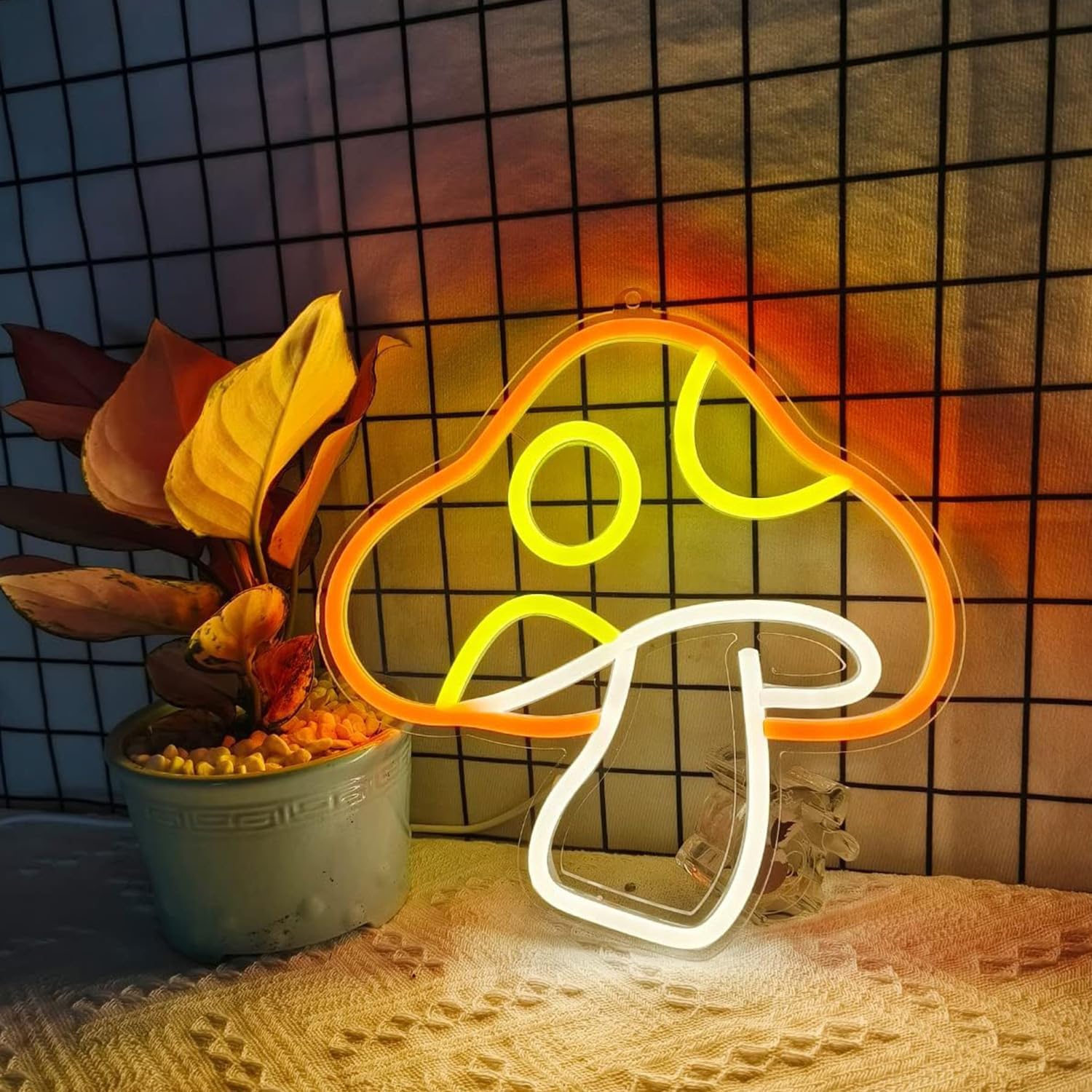 812I5hmzy3L._AC_SL1500_.jpg Neon Night Light,Mushroom Neon Sign Dimmable Led Cute Night Light,for Bedroom,Kids Room,party,Game Room Decor,Children's gifts (Style 4) - Image 3