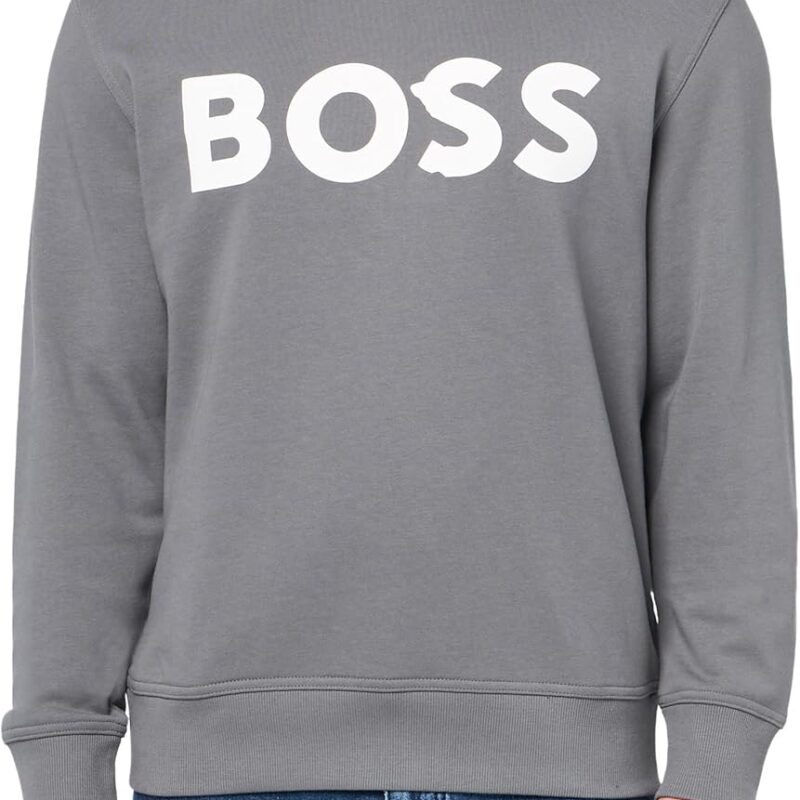 BOSS Men's Bold Logo French Terry Crew Neck Sweatshirt