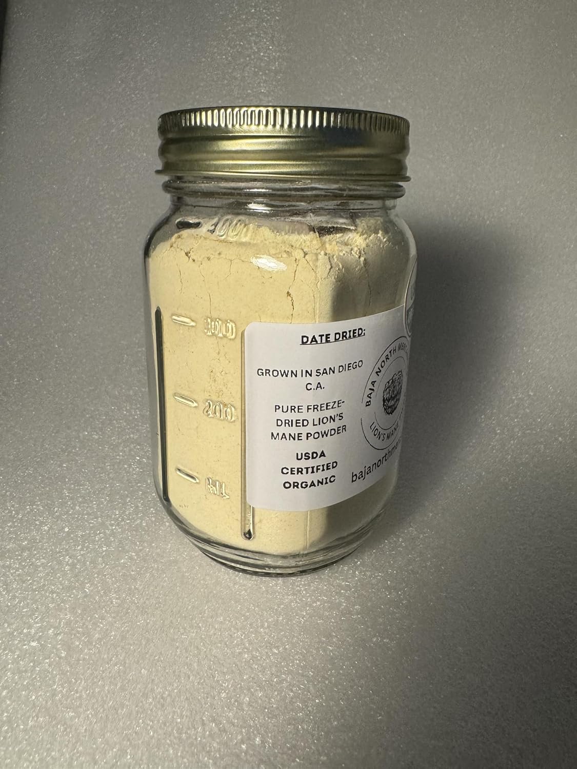 814sXiZKCFL._AC_SL1500_.jpg 70 Gram Pint Glass Jar | CLEAN and Pure Lion's Mane Shroom Powder | USDA Organic| From Fruiting Bodies | Vacuum Sealed | 25 Year Shelf Life Zero Fillers or Junk | for Capsules or use as food Additive - Image 3
