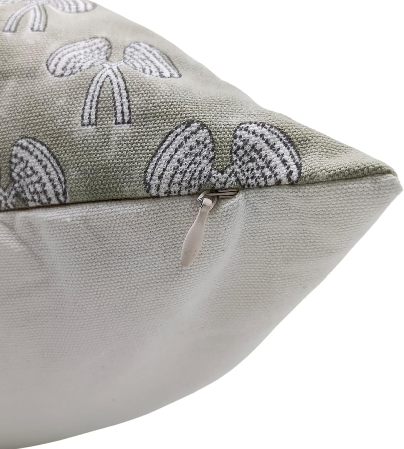 815rKvPbr2L._AC_SL1500_.jpg Handmade Block Print 16X16 Inches Thick Cotton White Throw Boho Pillowcase Cushion Cover, Fall, Christmas Decoration Season for Sofa, Couch, Bed and Living Room, Farmhouse, Mushroom, Green - Image 3