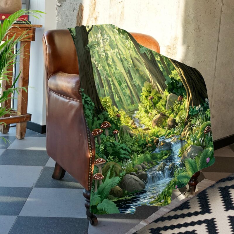 Batmerry Natural Beauty Woodland Path Throw Blanket for Couch Sofa Bed, Sunlit Glade Forest Flora Super Soft Warm Fuzzy Plush Blankets Decor Lightweight Cozy Travel Camping Blanket 60 x 50 in