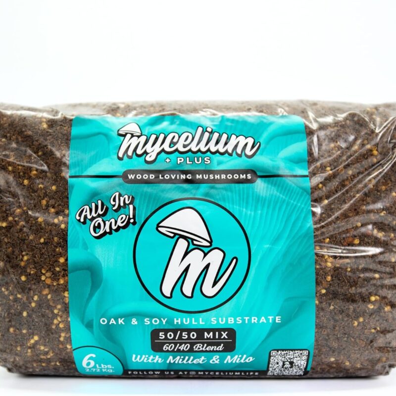 Mycelium Plus Mushroom Growing Kit I Oak & Soy Hull Substrate with Millet & Milo Grain I High Yield Proprietary Mix I All-in-One Organic Sterile Grow Bag for Starter & Pro Home Growers, 6lbs