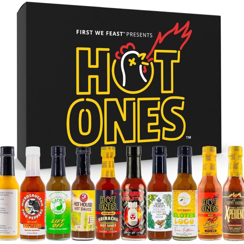 Hot Ones Hot Sauce Challenge Set - Season 26 - Hot Sauce Gift Sets - Hot Sauce Variety Pack - Made with Natural Ingredients - Unique Small Batch Hot Sauce Sampler Gift Set - 5 fl oz Bottles (10-Pack)