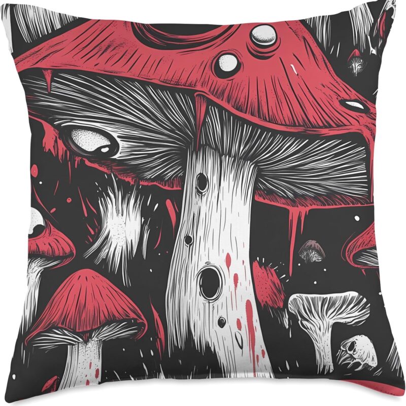 Weirdcore Aesthetic Mushroom Eyes Strangecore Traumacore Throw Pillow