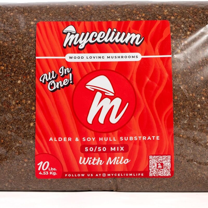 Mycelium Mushroom Growing Kit I Alder & Soy Hull Substrate with Milo Grain I High Yield Proprietary Mix I All-in-One Organic Mushroom Grow Bag for Starter & Pro Home Growers, 10lbs