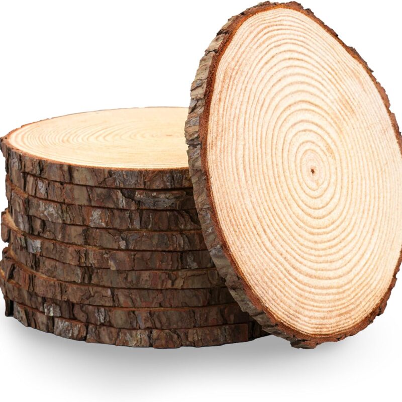 Set of 10 Medium Wood Slices (8-10”) – Rustic Natural Wood Rounds for Wedding Decor, Centerpieces, and Rustic Party Decorations