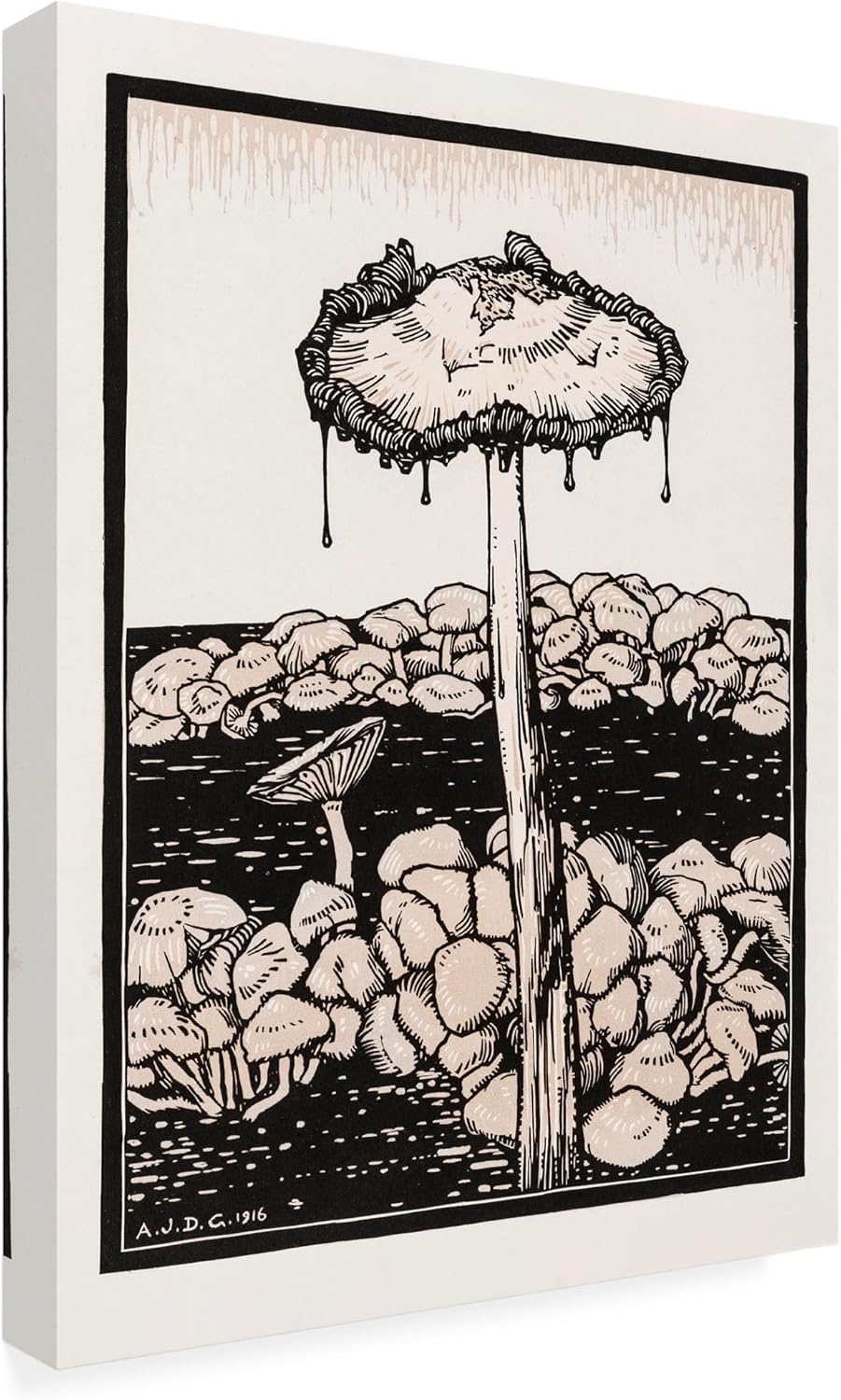 81GOs9jPtDL._AC_SL1500_.jpg Trademark Fine Art Canvas Wall Art - Pictufy 'Dripping Mushroom 1916' Wall Art for Living Room, Bedroom, or Office Décor - Image 4
