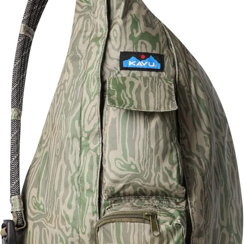 KAVU Original Rope Sack Sling Crossbody Backpack, Woodgrain Terrain