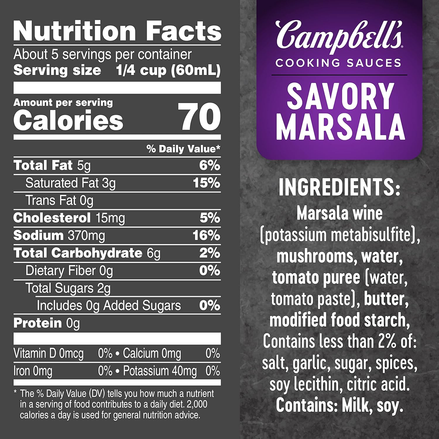 81PAimf-qGL._SL1500_.jpg Campbell's Cooking Sauces, Savory Marsala, 11 Oz Pouch (Case of 6) (Pack of 2) - Image 6