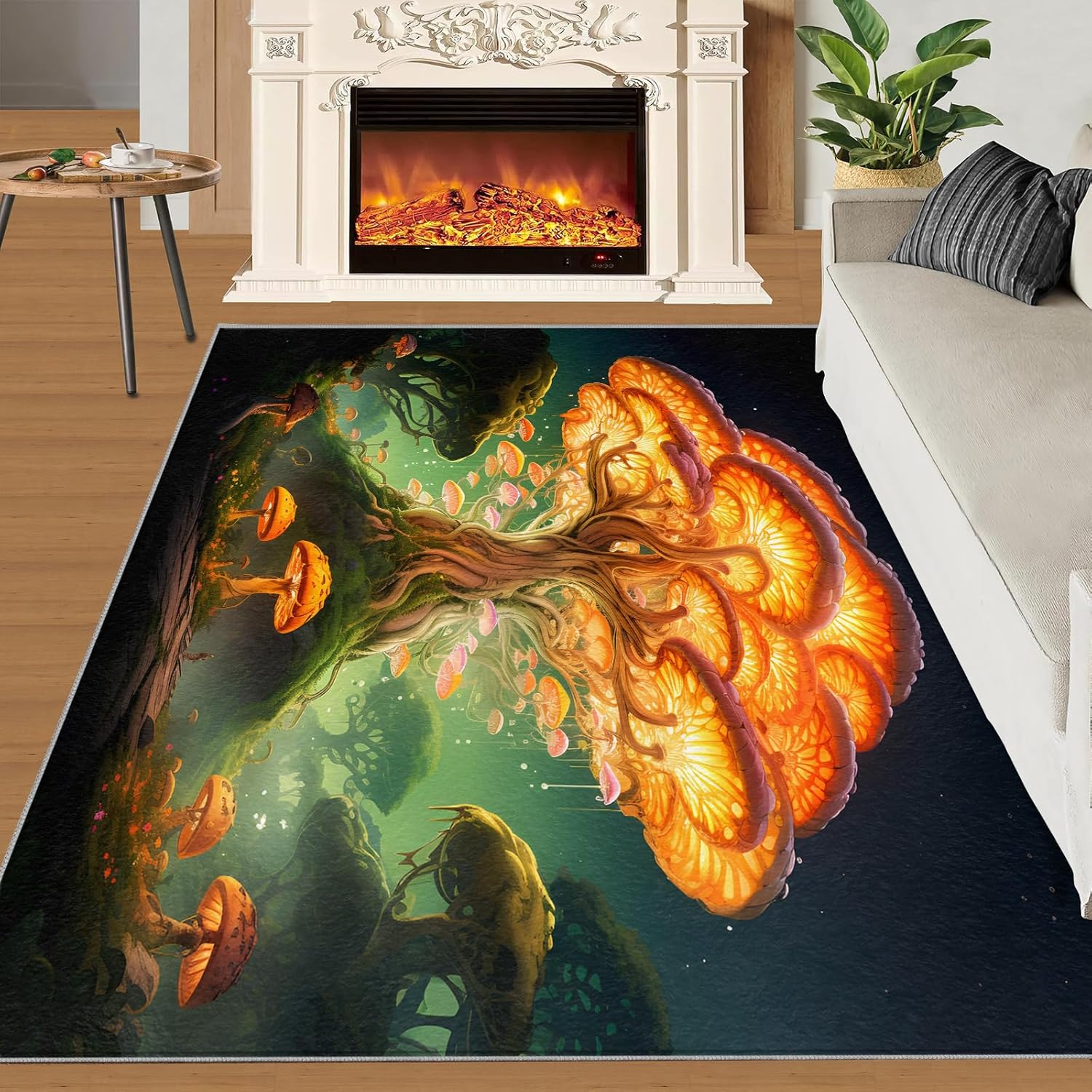 81Q6LkXAtCL._AC_SL1500_.jpg Mushroom Rugs for Bedroom - Girls Steel Mushroom Rug Cute Mushroom Area Rug for Boys Mushroom Rugs for Home Living Dining Room Mushroom Decor Rug Carpet Mushroom Floor Mat(2x6ft) - Image 3