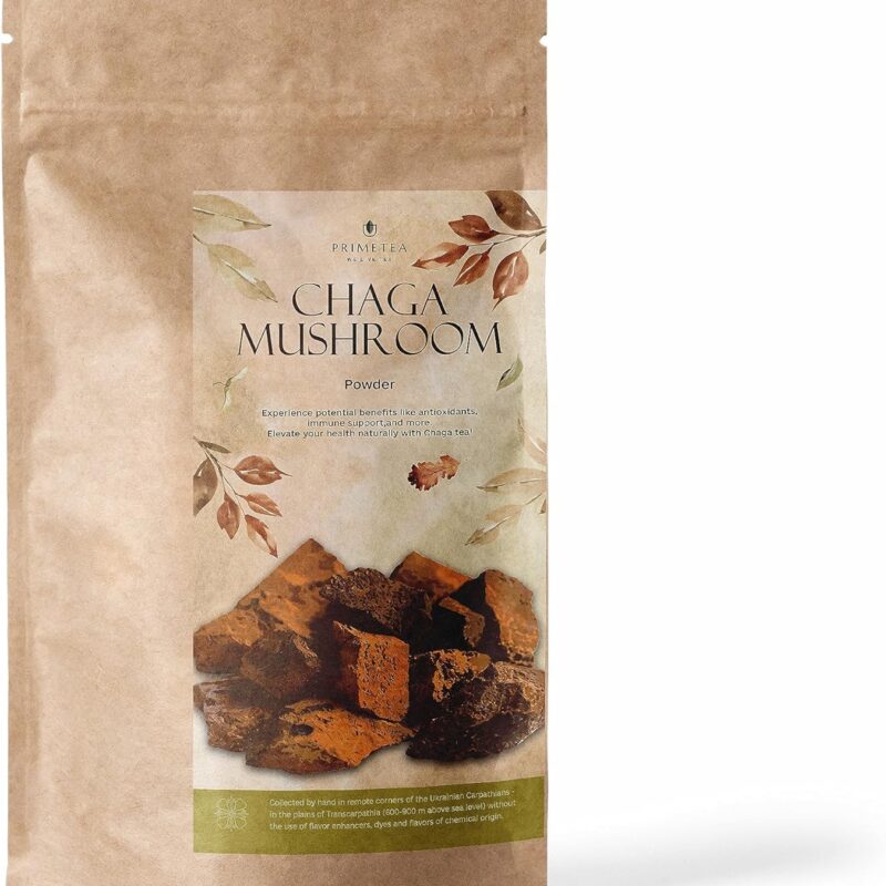 Organic Premium Chaga Mushroom Powder for Enhanced Wellness, Rich Antioxidant Superfood Tea, Ideal Mushroom Supplement for Beverages & Smoothies, Vegan-Friendly Nutrient Powerhouse - 16 Oz