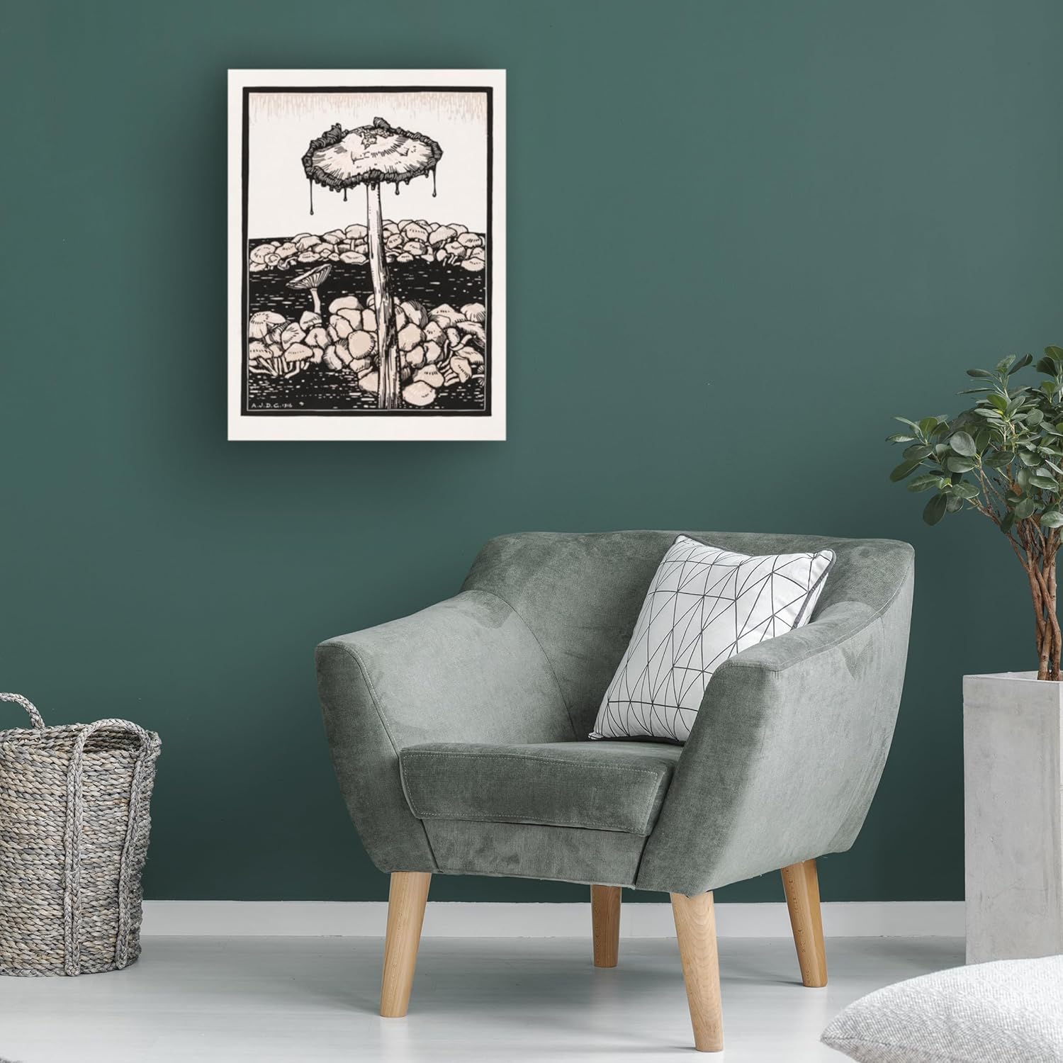 81TdpnbC4yL._AC_SL1500_.jpg Trademark Fine Art Canvas Wall Art - Pictufy 'Dripping Mushroom 1916' Wall Art for Living Room, Bedroom, or Office Décor - Image 3