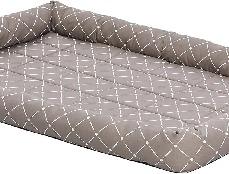 Midwest Homes for Pets 40248-MRD Quiet Time Couture Ashton Bolster Pet Bed, X-Large Dog/48, Mushroom