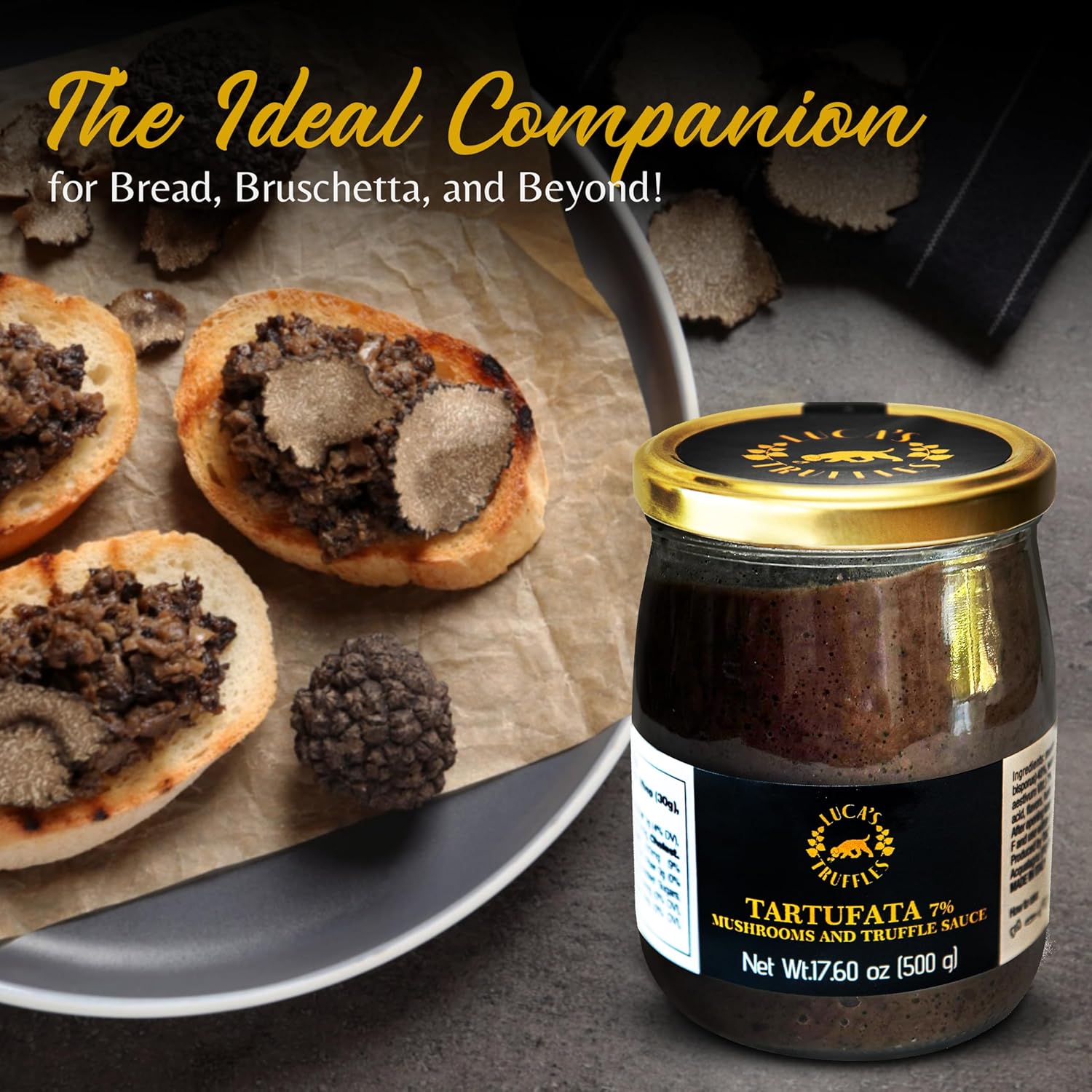 81UHhmetyBL._SL1500_.jpg Luca's Tartufata Truffle Sauce 17.60oz (500g) - Salsa Tartufata Champignons, Olive Oil, Black Truffles for Steak, Pizza, or Pasta Sauce – Truffled Italian Seasoning Sauce - Image 6