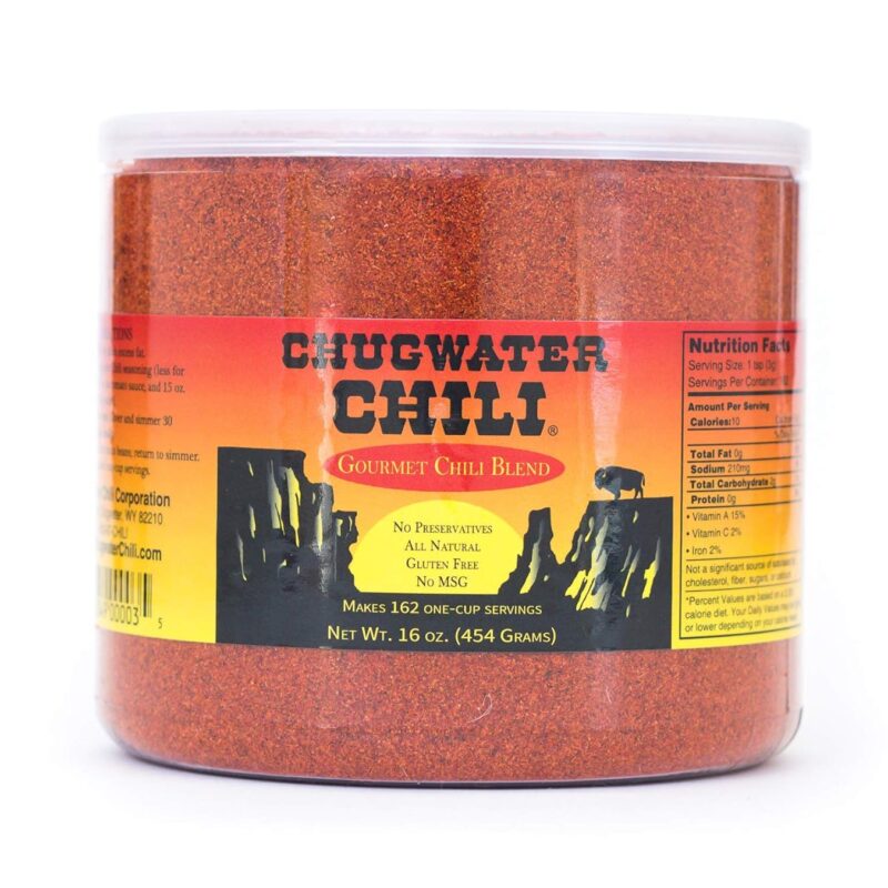 Chugwater Chili | Gourmet Chili Seasoning Mix & Taco Seasoning | 16oz Tub | Wyoming State Championship Chili Recipe | Secret Blend 12 Spices | All Natural, Gluten Free, No MSG & No Preservatives.