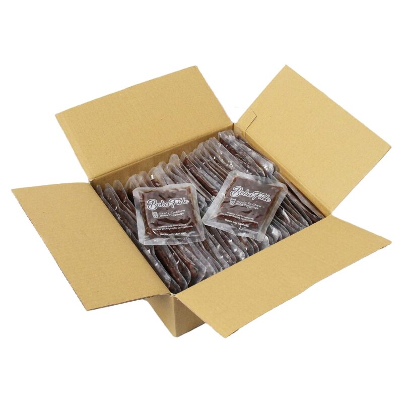 BOBA FIDE Instant Brown Sugar Boba Tapioca Pearls Bulk, 60 Packets of Black Tapioca Pearls in Brown Sugar Syrup for Boba Bubble Milk Tea Kit, Ready in 25 Sec, No Preservatives, Gluten, or Corn Syrup