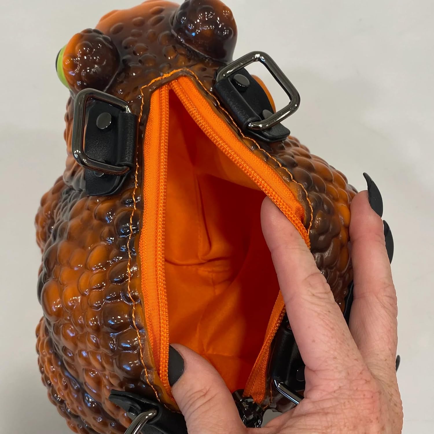 Toad Handbag Orange Black Toad Bag Purse Satchel Handbag Witch Frog Cottagecore ...